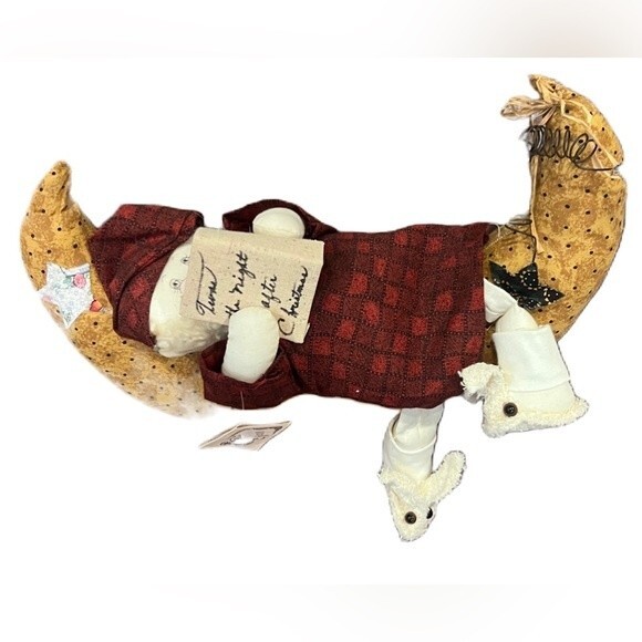 Vintage Santa Christmas Decoration Ozark Mountain Storybook Santa Crescent Moon - Picture 7 of 14